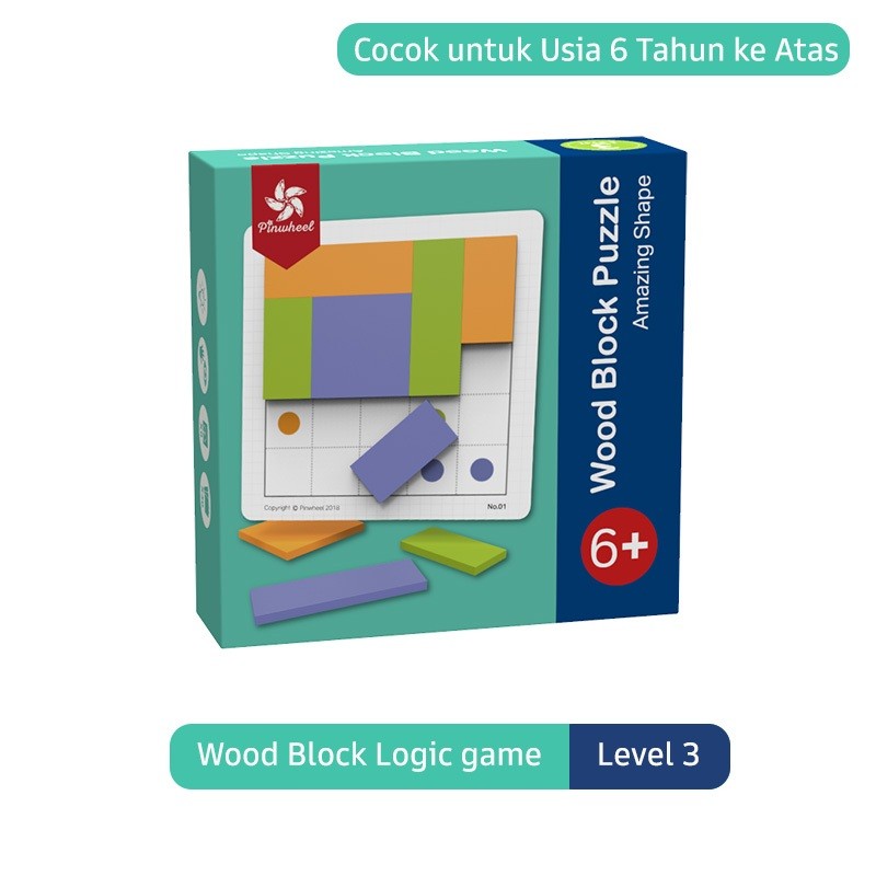 Pinwheel Wood Block Puzzle Mainan Edukasi Balok Kayu Permainan Logika Spasial Usia 3 Tahun Ke Atas