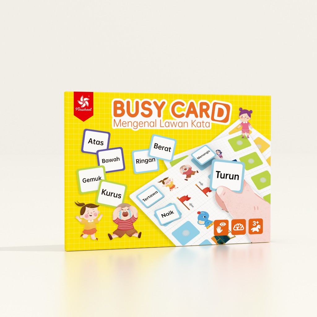 Pinwheel Busy Card Kartu Edukasi Lawan Kata Perekat Velcro Mainan Interaktif Latih Kosakata Anak 3