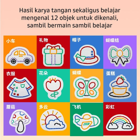 Pinwheel Fun with Yarn Threading Mainan Edukasi Montessori Mengait Benang Anak 3 Tahun Ke Atas