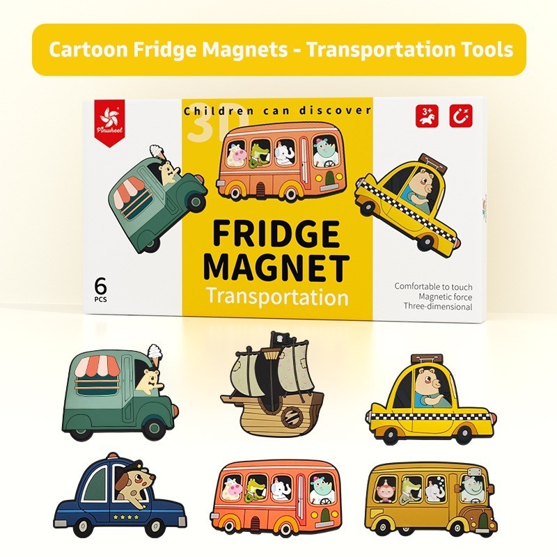 Pinwheel Fridge Magnet Kulkas 3D Sensori Binatang Kartun Transportasi Mainan Edukasi Anak Usia Dini