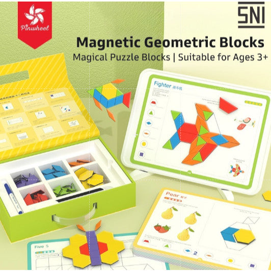 Pinwheel Magnetic Geometry Puzzle Balok Magnetik Mainan Edukasi Geometri Anak TK Usia 3 Tahun Atas