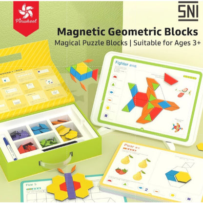 Pinwheel Magnetic Geometry Puzzle Balok Magnetik Mainan Edukasi Geometri Anak TK Usia 3 Tahun Atas