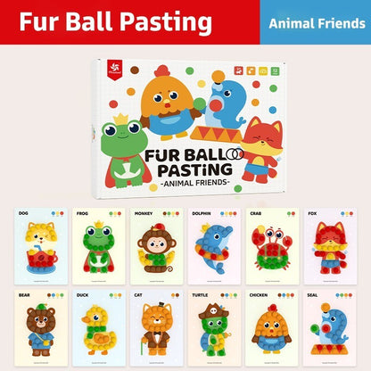 Pinwheel Fur Ball Sticking Art Mainan Edukasi Anak PomPom DIY Stiker Menempel Kreatif Usia 3 Tahun