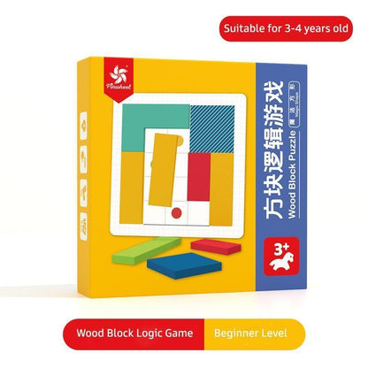 Pinwheel Wood Block Puzzle Mainan Edukasi Balok Kayu Permainan Logika Spasial Usia 3 Tahun Ke Atas