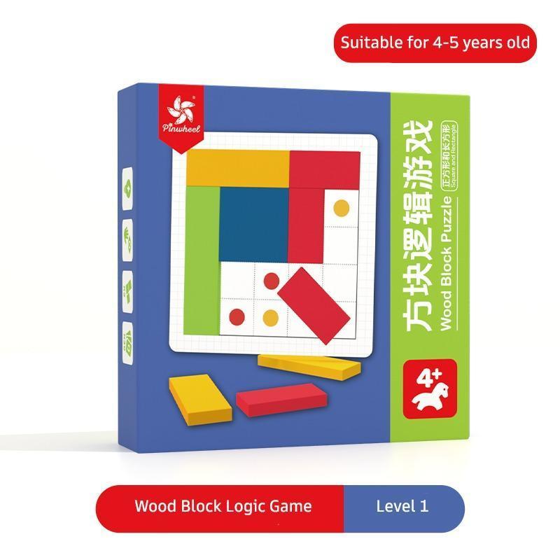 Pinwheel Wood Block Puzzle Mainan Edukasi Balok Kayu Permainan Logika Spasial Usia 3 Tahun Ke Atas