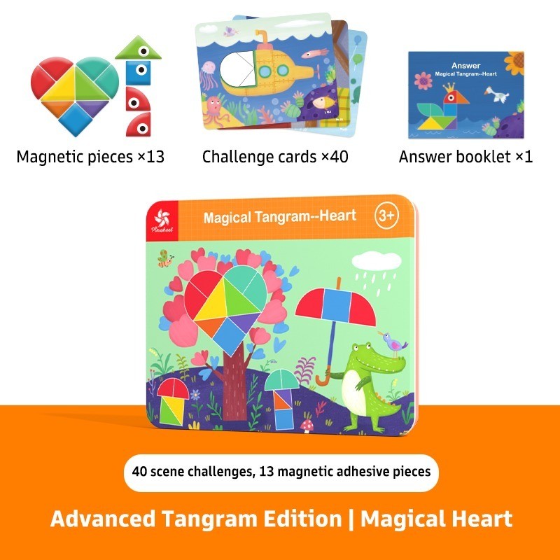 Pinwheel Magical Tangram Papan Tangram Magnetik Mainan Edukatif Anak 3 Tahun Latihan Kreativitas