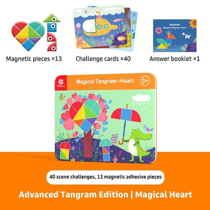 Pinwheel Magical Tangram Papan Tangram Magnetik Mainan Edukatif Anak 3 Tahun Latihan Kreativitas