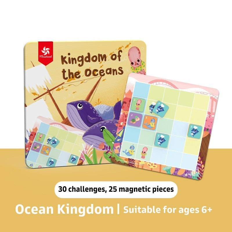 Pinwheel Sudoku Logic Game Mini Mainan Edukatif Magnetik Tema Hewan Latih Logika Fokus Anak 3 Tahun