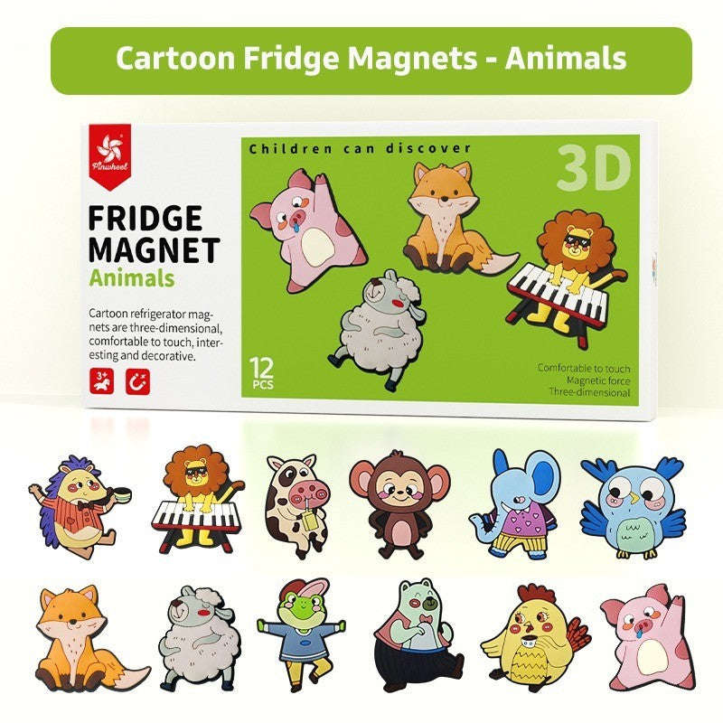 Pinwheel Fridge Magnet Kulkas 3D Sensori Binatang Kartun Transportasi Mainan Edukasi Anak Usia Dini