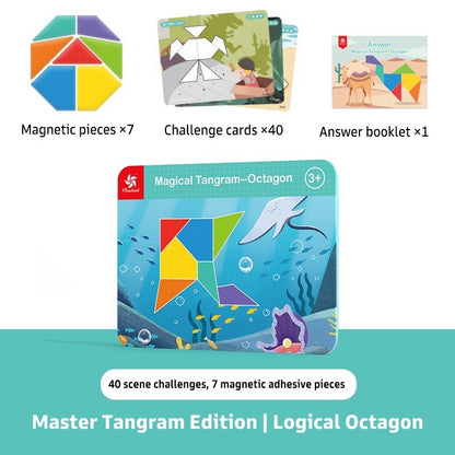 Pinwheel Magical Tangram Papan Tangram Magnetik Mainan Edukatif Anak 3 Tahun Latihan Kreativitas