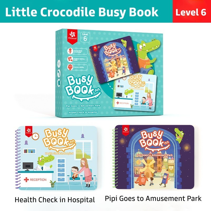 Pinwheel Busy Book Buku Aktivitas Anak 2 Tahun Montessori Mainan Edukasi Balita Velcro Set 2 Buku