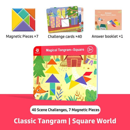 Pinwheel Magical Tangram Papan Tangram Magnetik Mainan Edukatif Anak 3 Tahun Latihan Kreativitas