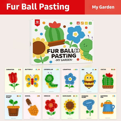 Pinwheel Fur Ball Sticking Art Mainan Edukasi Anak PomPom DIY Stiker Menempel Kreatif Usia 3 Tahun
