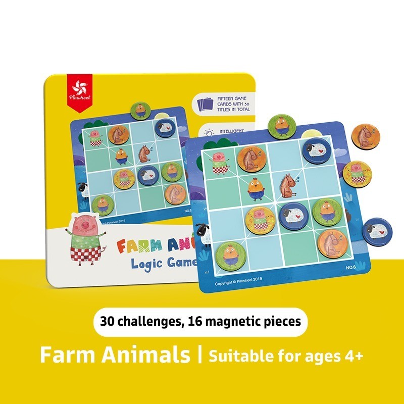 Pinwheel Sudoku Logic Game Mini Mainan Edukatif Magnetik Tema Hewan Latih Logika Fokus Anak 3 Tahun