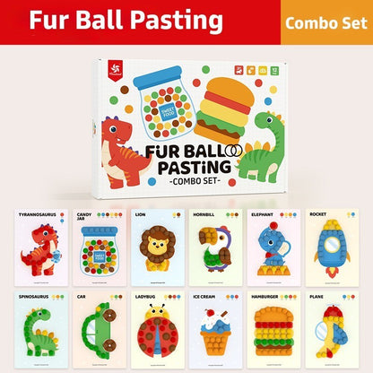 Pinwheel Fur Ball Sticking Art Mainan Edukasi Anak PomPom DIY Stiker Menempel Kreatif Usia 3 Tahun