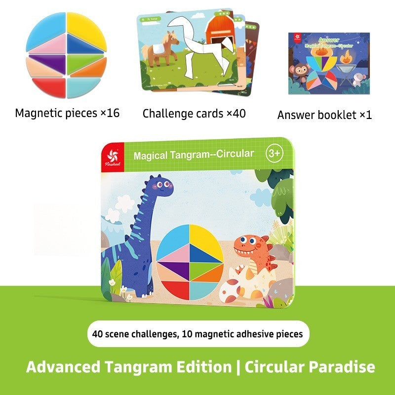 Pinwheel Magical Tangram Papan Tangram Magnetik Mainan Edukatif Anak 3 Tahun Latihan Kreativitas
