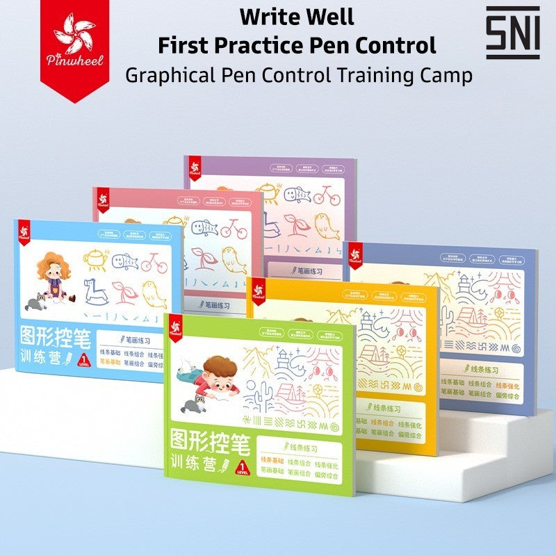Pinwheel Graphic Pen Training Buku Latihan Pena Anak Menulis Persiapan Sekolah 3 Tahun Ke Atas
