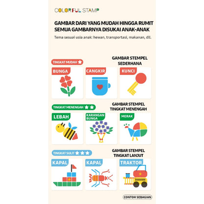 Pinwheel Colorful Stamp Set Stempel Warna Anak Mainan Edukasi Seni Bertingkat 3 Tahun Ke Atas