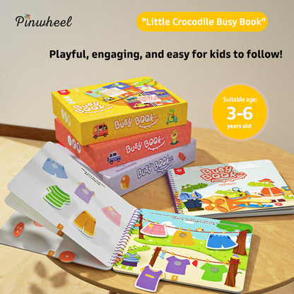 Pinwheel Busy Book Buku Aktivitas Anak 2 Tahun Montessori Mainan Edukasi Balita Velcro Set 2 Buku