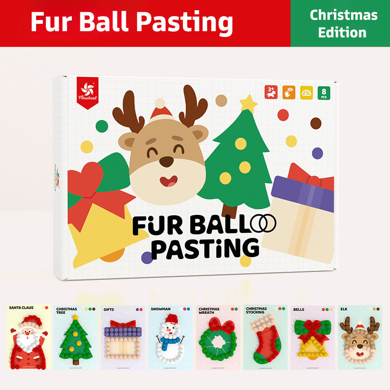 Pinwheel Fur Ball Sticking Art Mainan Edukasi Anak PomPom DIY Stiker Menempel Kreatif Usia 3 Tahun
