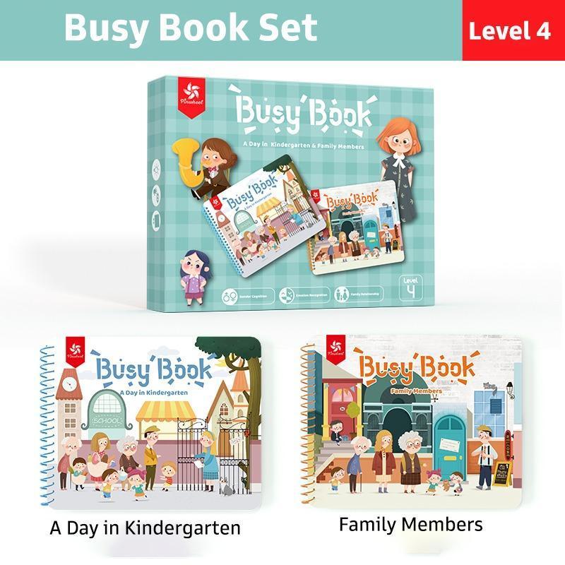 Pinwheel Busy Book Buku Aktivitas Anak 2 Tahun Montessori Mainan Edukasi Balita Velcro Set 2 Buku