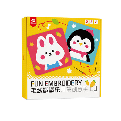 Pinwheel fun embroidery DIY sulam anak-anak Mainan Tusuk Wol Edukasi Kreatif Karakter Kartun Lucu