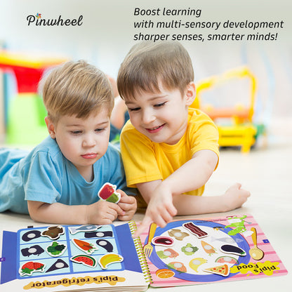 Pinwheel Busy Book Buku Aktivitas Anak 2 Tahun Montessori Mainan Edukasi Balita Velcro Set 2 Buku