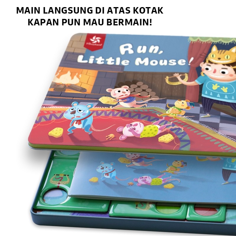 Pinwheel run little mouse Permainan Tikus Lari Seru untuk Anak Asah Logika Bidak Magnet Portable