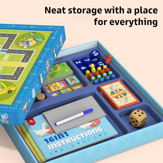 Pinwheel toys Mainan Papan Edukatif Anak (3+) - 10 in 1 Permainan Latihan Logika Fokus & Strategi