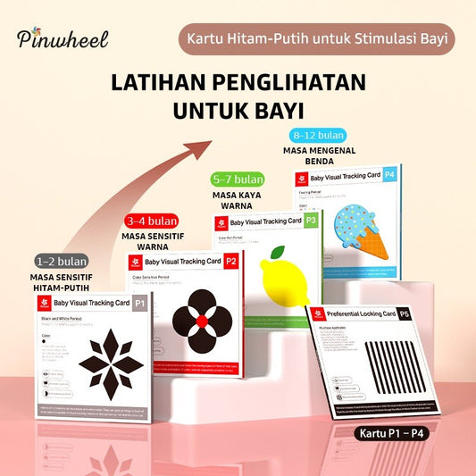 Pinwheel Baby Visual Track Card Kartu Edukasi Bayi Latihan Penglihatan Stimulasi Visual Untuk Bayi