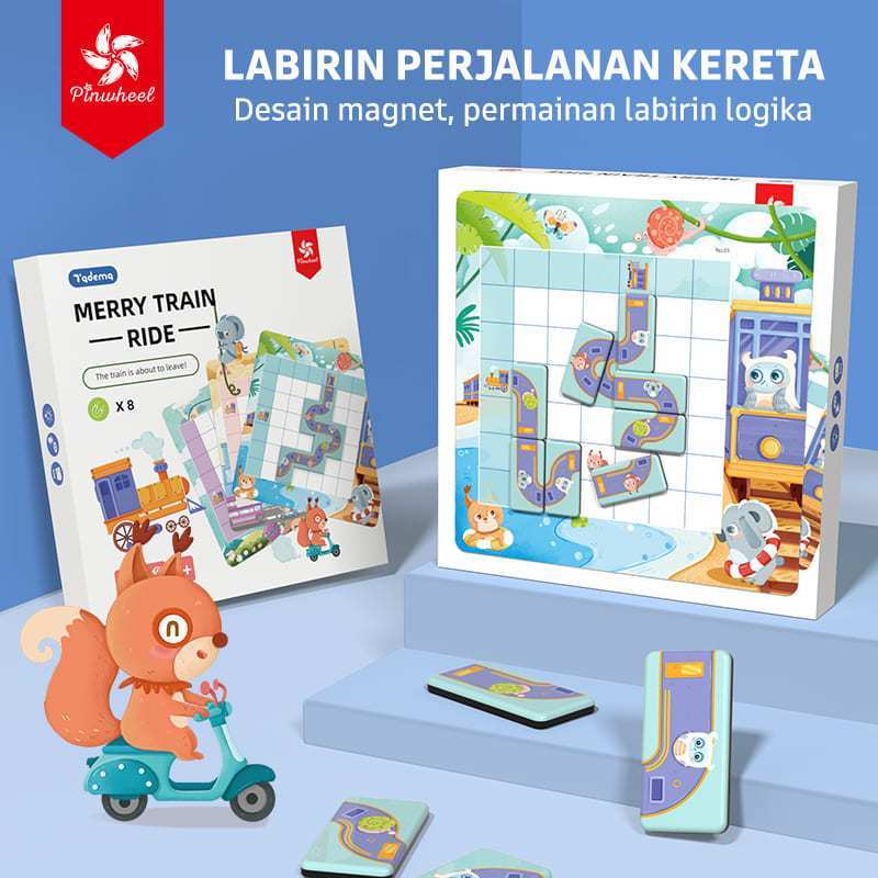 Pinwheel Merry Train Ride Labirin Kereta Anak Mainan Edukasi 60 Level Latih Berpikir Logis Magnet 5+