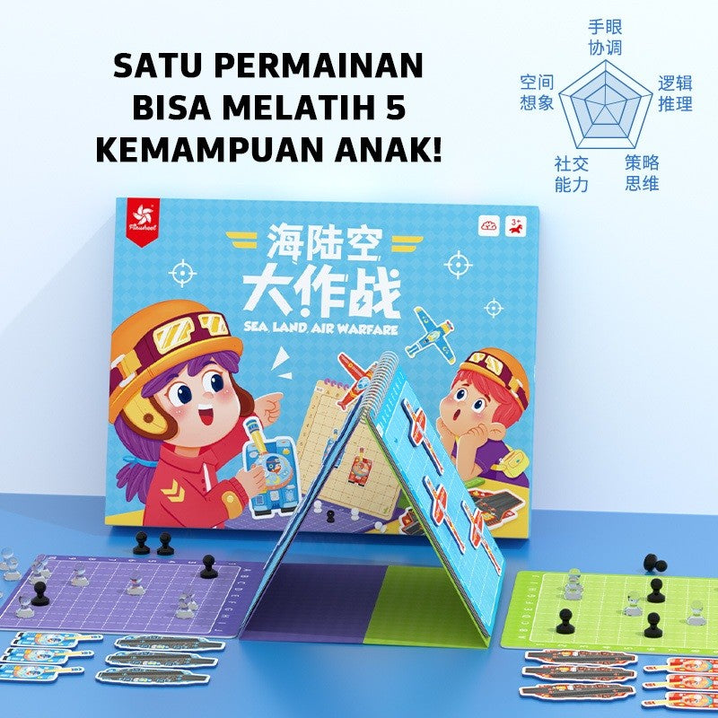 Pinwheel Sea Land Air Warfare Mainan Edukatif Anak Usia 3+ 2 Orang Latih Logika Interaksi Orang Tua
