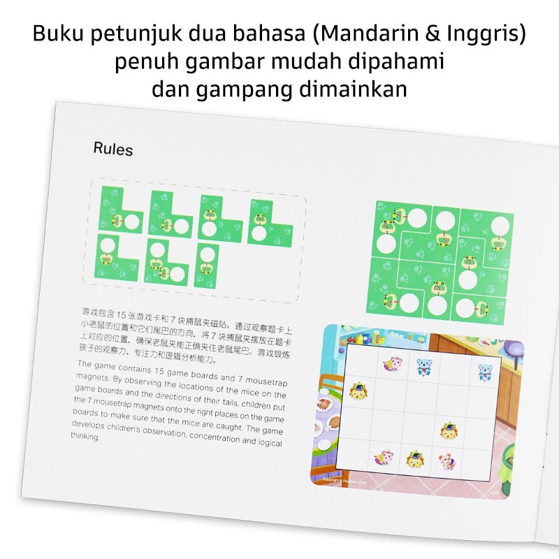 Pinwheel run little mouse Permainan Tikus Lari Seru untuk Anak Asah Logika Bidak Magnet Portable