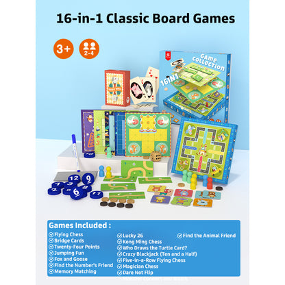 Pinwheel toys Mainan Papan Edukatif Anak (3+) - 10 in 1 Permainan Latihan Logika Fokus & Strategi