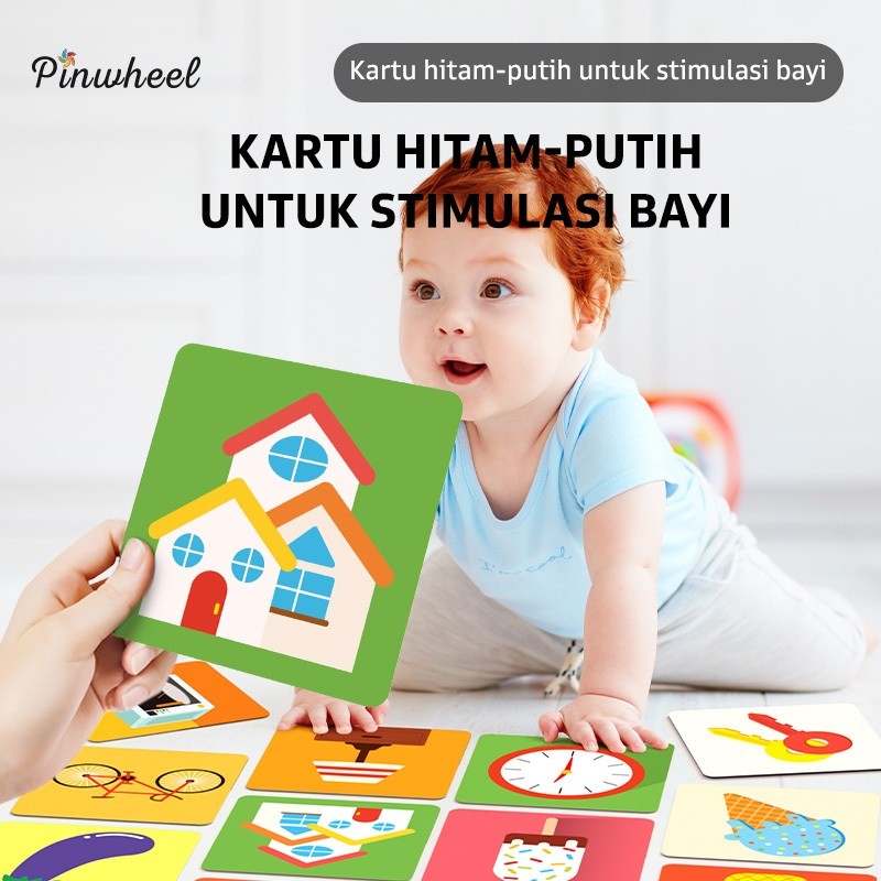 Pinwheel Baby Visual Track Card Kartu Edukasi Bayi Latihan Penglihatan Stimulasi Visual Untuk Bayi