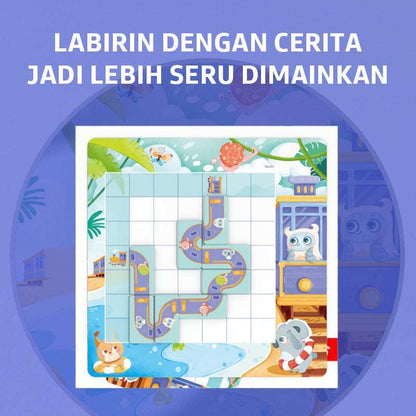 Pinwheel Merry Train Ride Labirin Kereta Anak Mainan Edukasi 60 Level Latih Berpikir Logis Magnet 5+