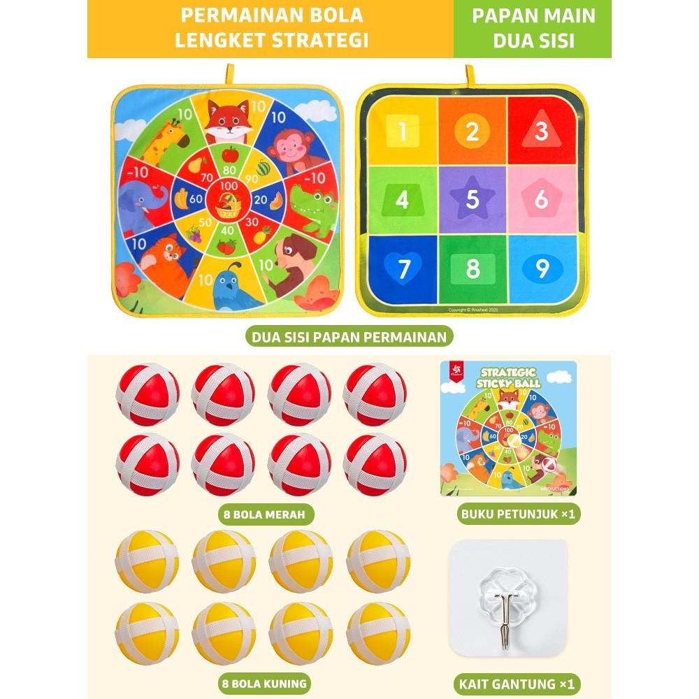 Pinwheel Strategic Sticky Ball Mainan Bola Perekat Dua Sisi Latihan Koordinasi Anak Frisbee Keluarga
