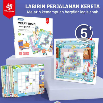 Pinwheel Merry Train Ride Labirin Kereta Anak Mainan Edukasi 60 Level Latih Berpikir Logis Magnet 5+