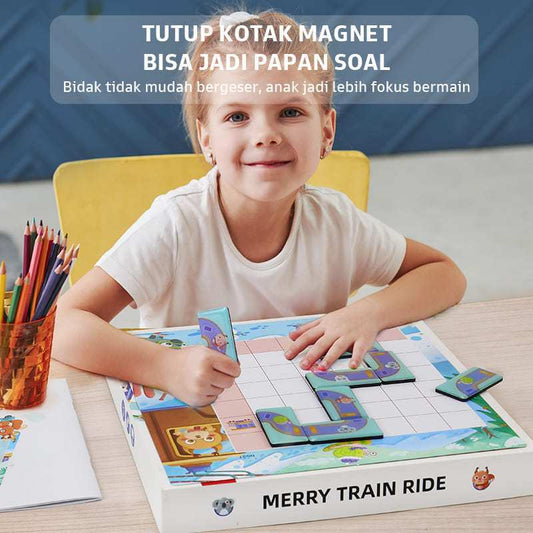 Pinwheel Merry Train Ride Labirin Kereta Anak Mainan Edukasi 60 Level Latih Berpikir Logis Magnet 5+