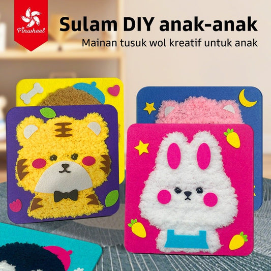 Pinwheel fun embroidery DIY sulam anak-anak Mainan Tusuk Wol Edukasi Kreatif Karakter Kartun Lucu