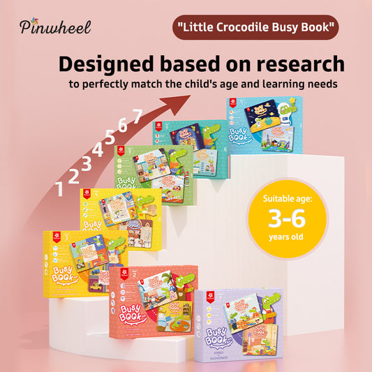 Pinwheel Busy Book Buku Aktivitas Anak 2 Tahun Montessori Mainan Edukasi Balita Velcro Set 2 Buku