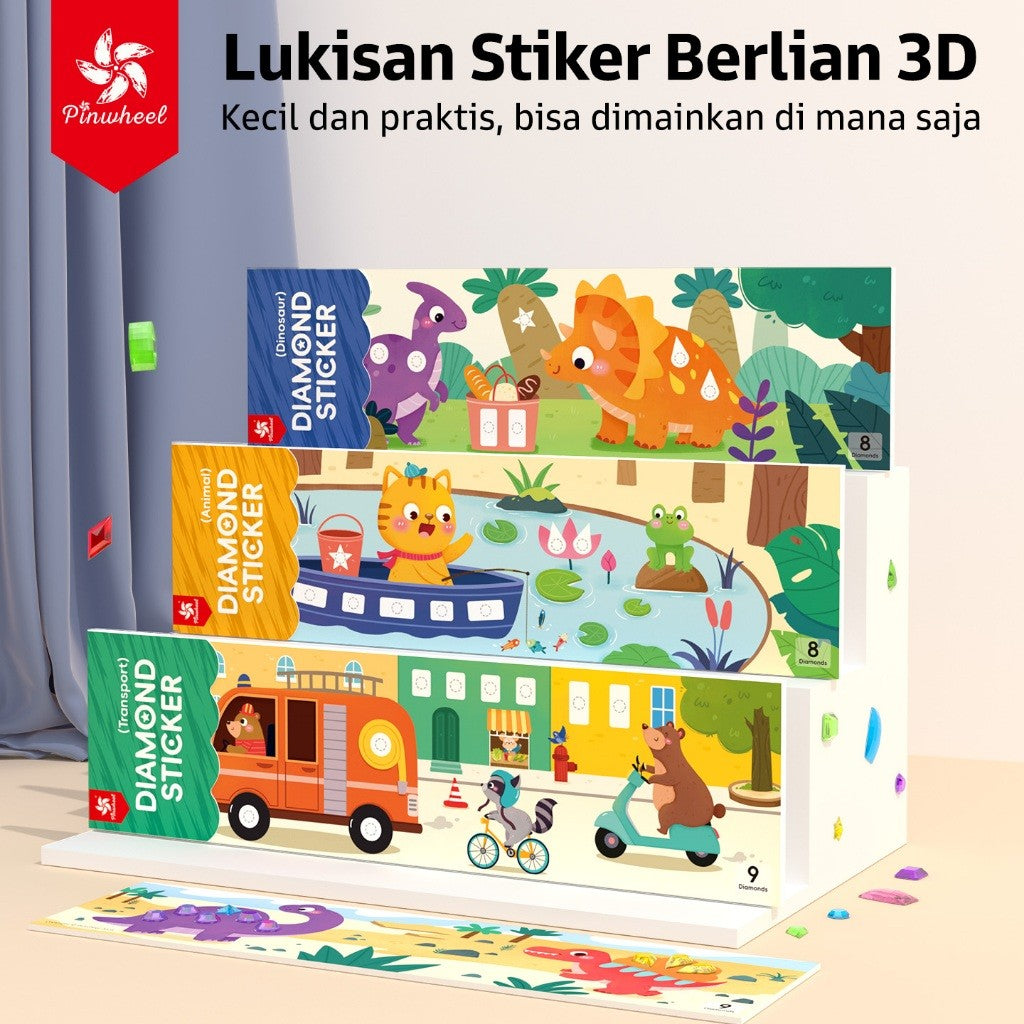 Pinwheel Diamond Sticker DIY Mainan Edukasi Seni Stiker Berlian 3D Anak 3 Tahun Hadiah Kreatif