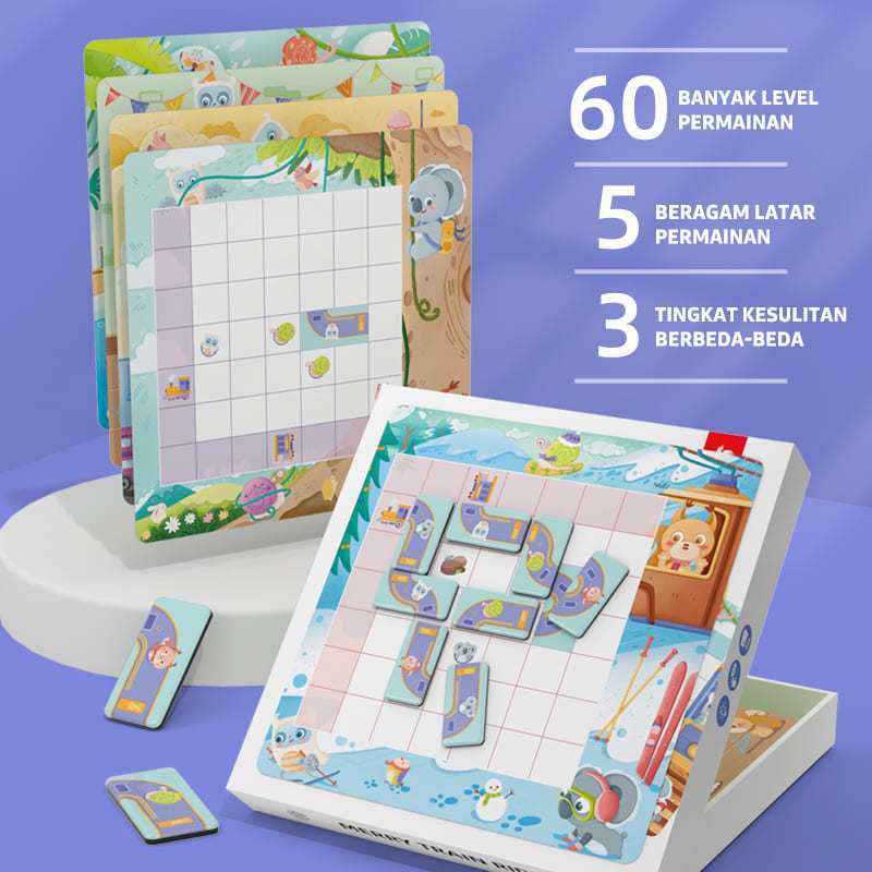 Pinwheel Merry Train Ride Labirin Kereta Anak Mainan Edukasi 60 Level Latih Berpikir Logis Magnet 5+