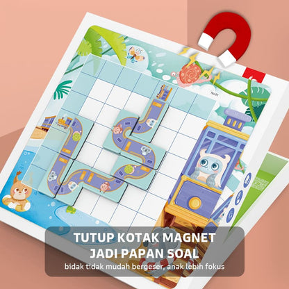 Pinwheel Merry Train Ride Labirin Kereta Anak Mainan Edukasi 60 Level Latih Berpikir Logis Magnet 5+
