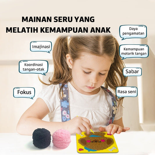 Pinwheel fun embroidery DIY sulam anak-anak Mainan Tusuk Wol Edukasi Kreatif Karakter Kartun Lucu