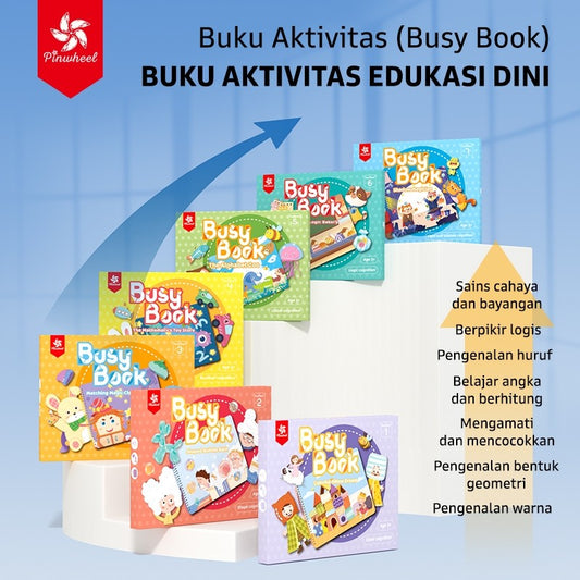 Pinwheel Busy Book Buku Aktivitas Anak 2 Tahun Montessori Mainan Edukasi Balita Velcro Set 1 Buku