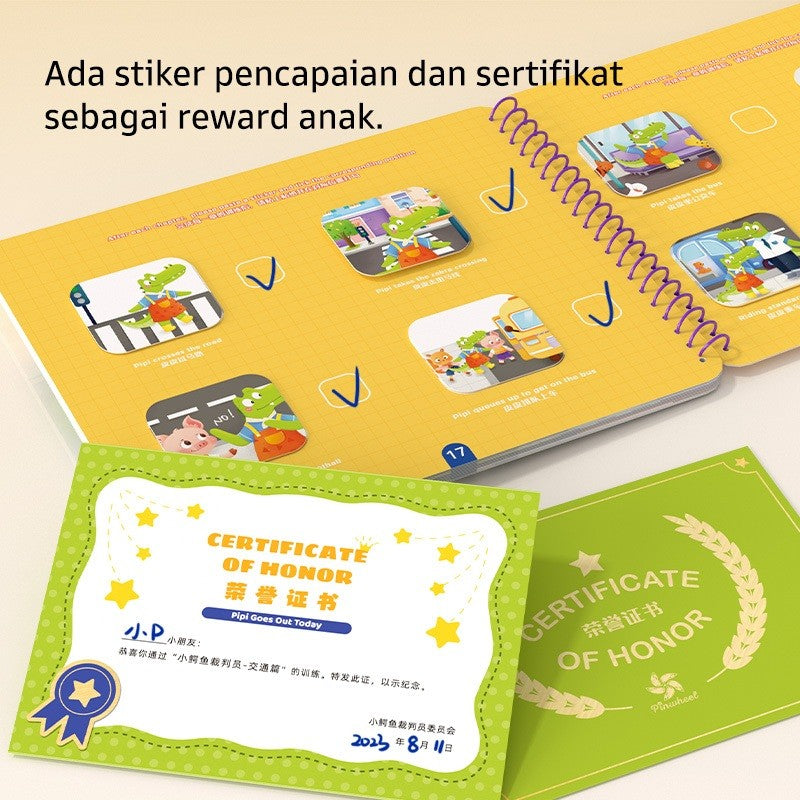 Pinwheel Busy Book Buku Aktivitas Perilaku Anak Montessori Mainan Edukasi Balita Velcro Set 2 Buku