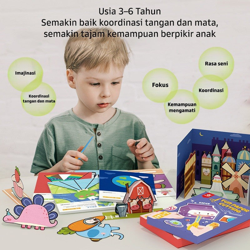 Pinwheel Fun Paper Cutting Mainan DIY Edukasi Gunting Kertas Anak 3 Tahun Ke Atas Latihan Motorik