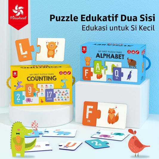 Pinwheel My First Puzzle Pairs Mainan Edukatif Dua Sisi Belajar Huruf Angka Bahasa Inggris Hewan
