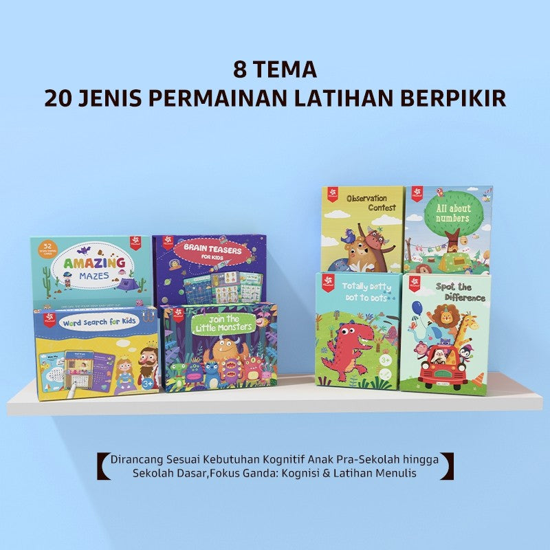Pinwheel Kartu Latihan Menulis Mengontrol Pensil Wipe Clean Mainan Edukasi Anak TK Usia 3 Tahun Atas